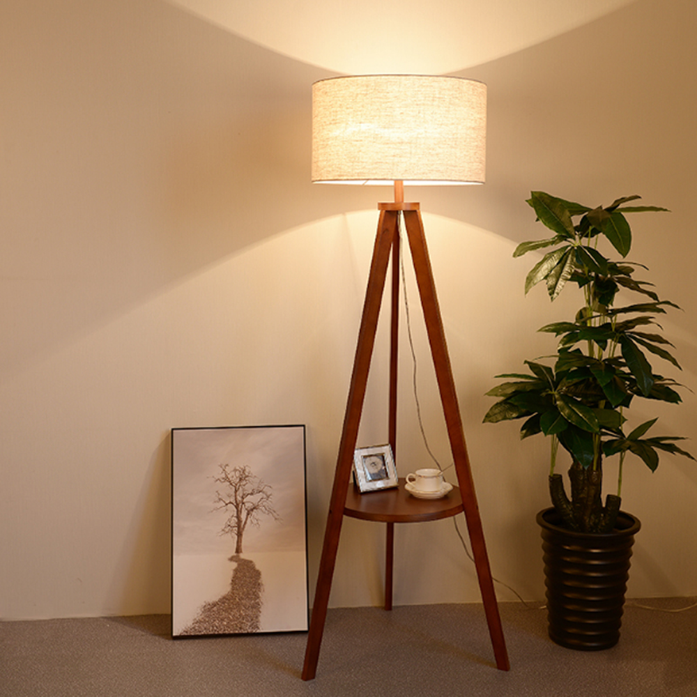 Wooden floor lamp in Scandinavian style