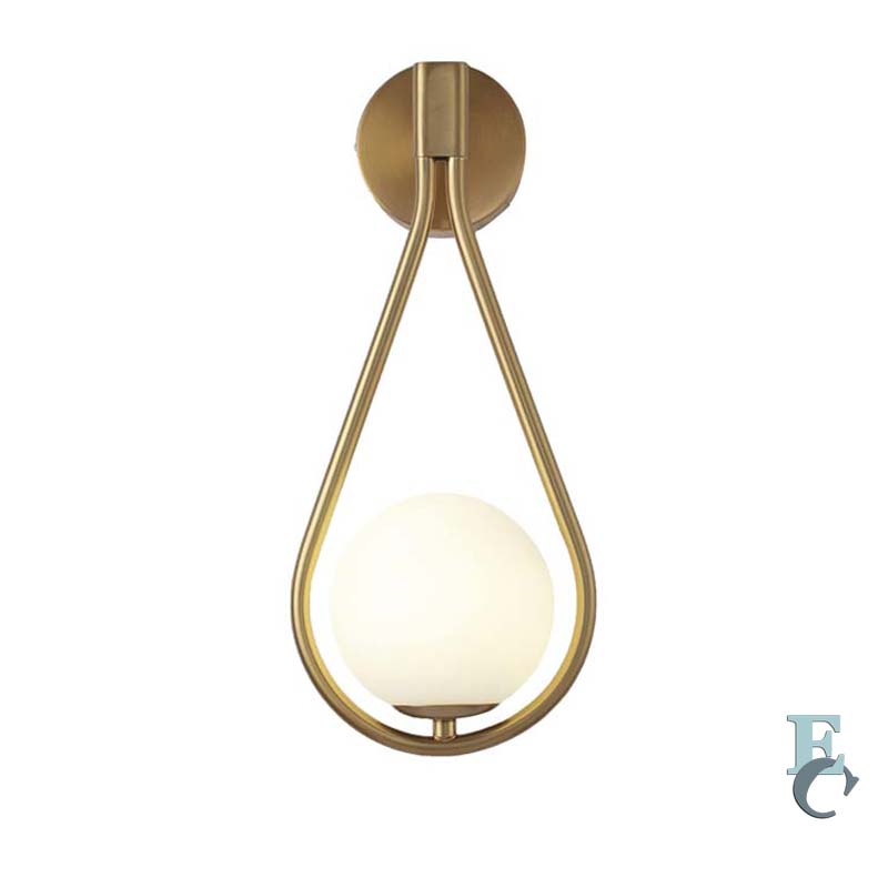 Gold wall sconce on a white background.
