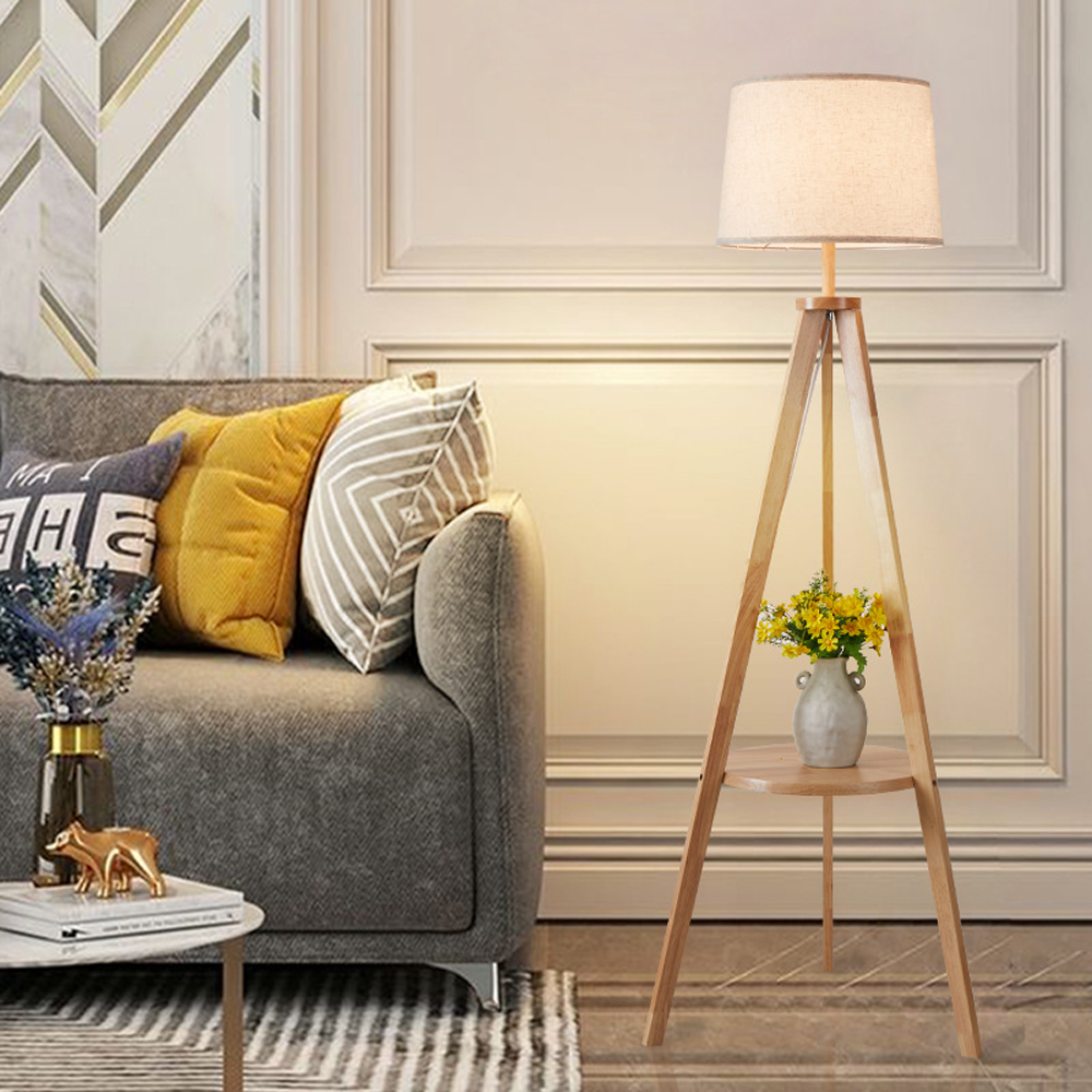 Wooden floor lamp in Scandinavian style