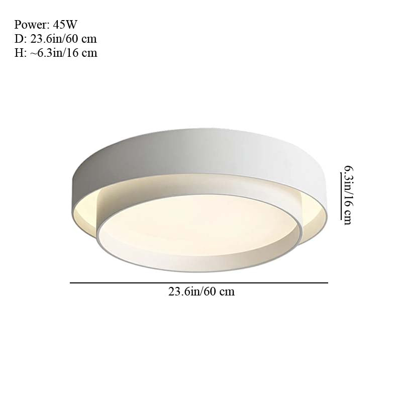 Ceiling light fixture with dimensions and power rating on a white background