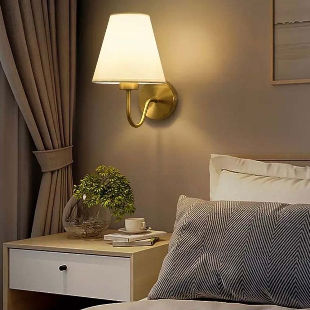 Wall Sconce in Scandinavian Style Made of Metal and Fabric