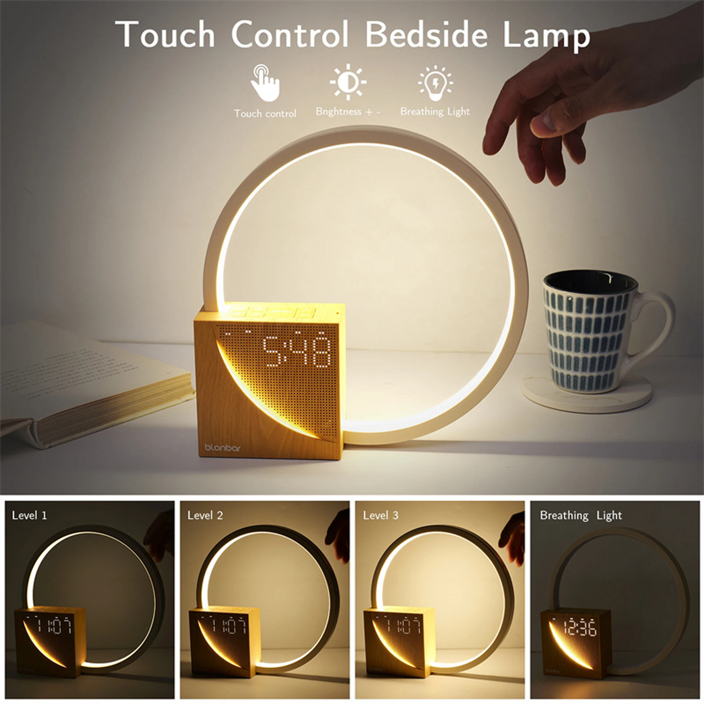 Table lamp-bedside alarm clock.
