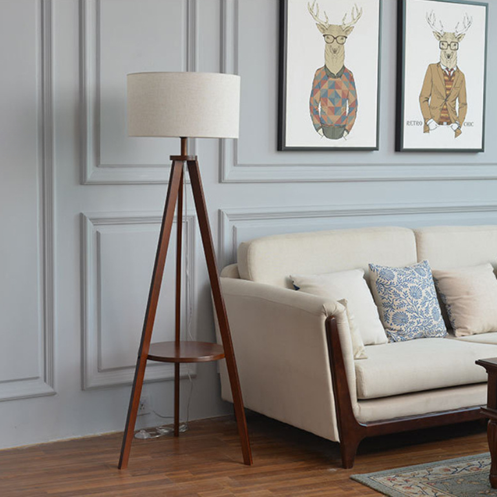 Wooden floor lamp in Scandinavian style