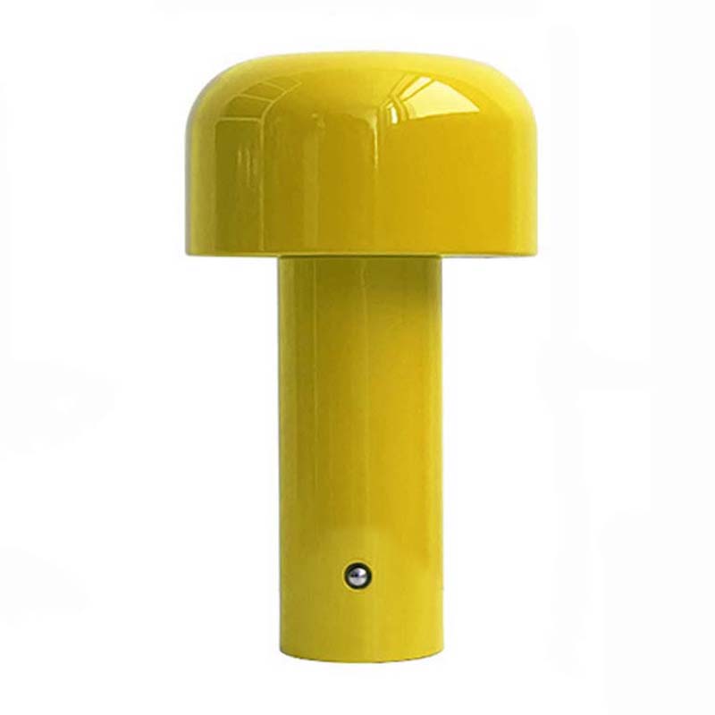 Yellow Rechargeable Mushroom LED Table Lamp, shown on a plain white background.