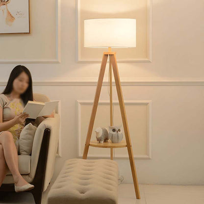 Wooden floor lamp in Scandinavian style