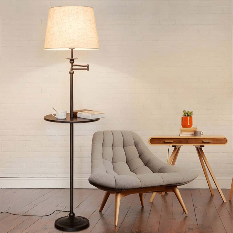 Modern Floor Lamp with Shelf in Scandinavian Style