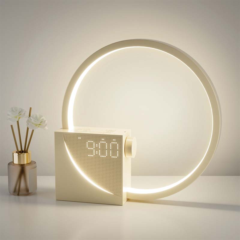 Table lamp-bedside alarm clock.