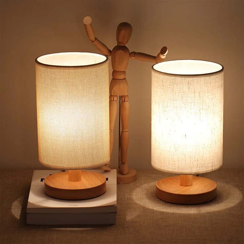 Wooden bedside lamp