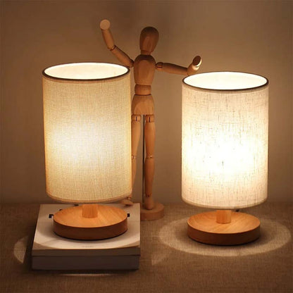 Wooden bedside lamp