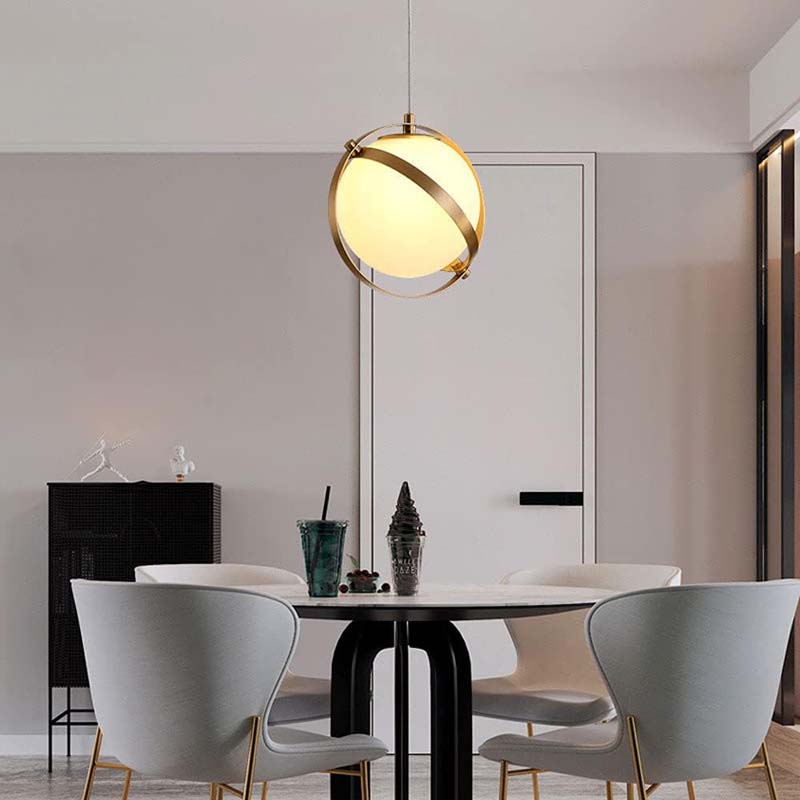 Golden Framed Globe Pendant Light