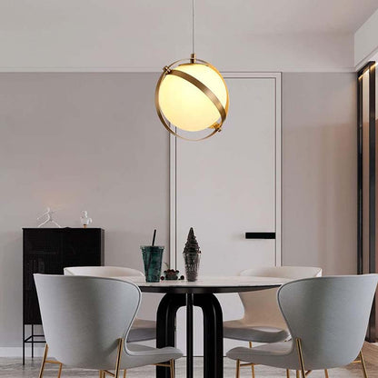 Golden Framed Globe Pendant Light