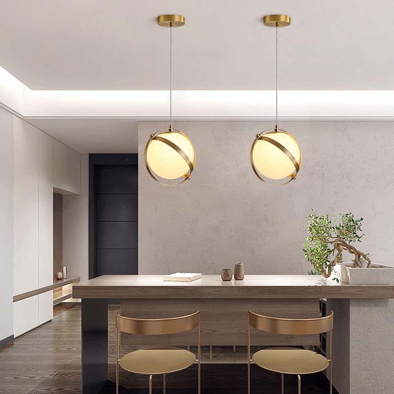 Golden Framed Globe Pendant Light