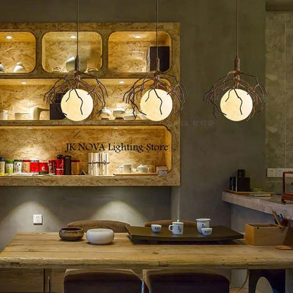 Ambient Forest Moon lamp in a small home bar or lounge