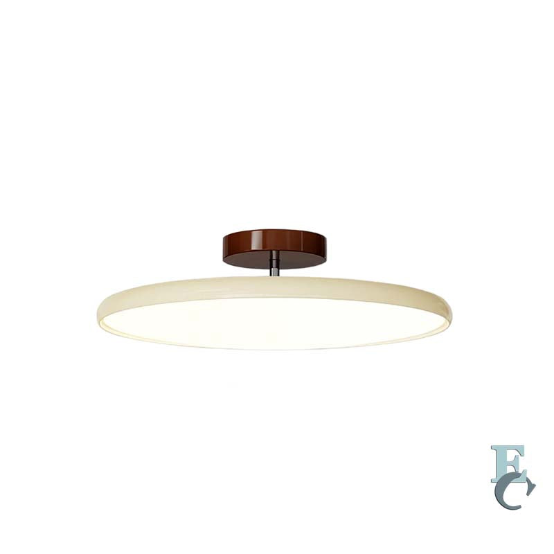 Ceiling light fixture with wooden finish on a white background