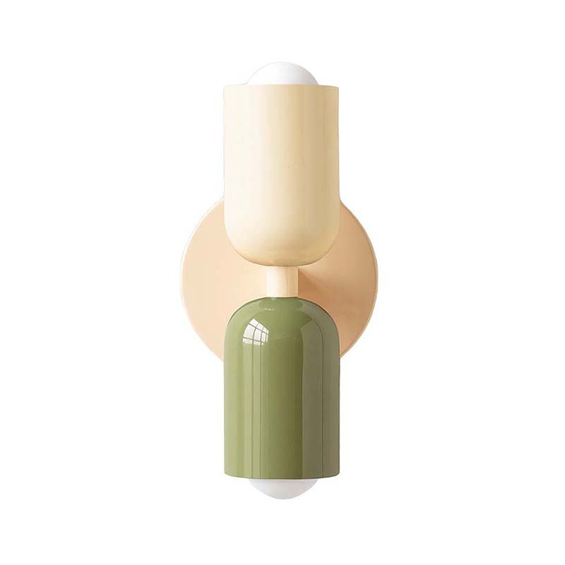 Decorative wall sconce with beige and green design on a white background