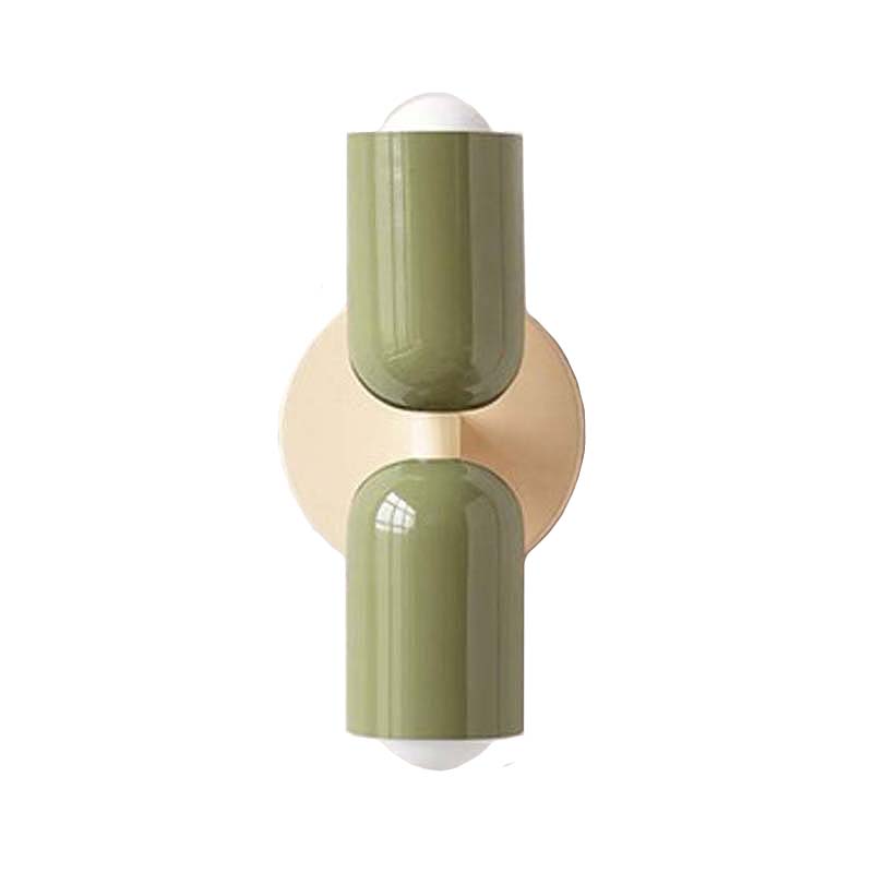 Decorative wall sconce with green and beige colors on a white background