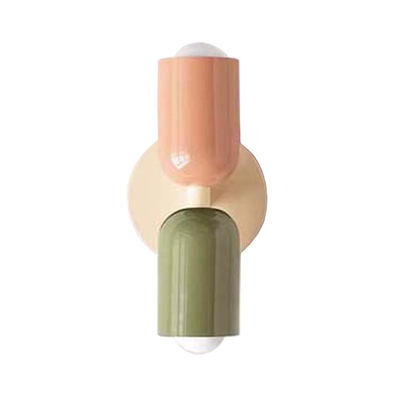 Beige(Green+Peach) Double-Sided Color Wall Sconce on White Background
