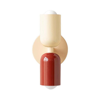 Wall sconce with beige and red design on a white background