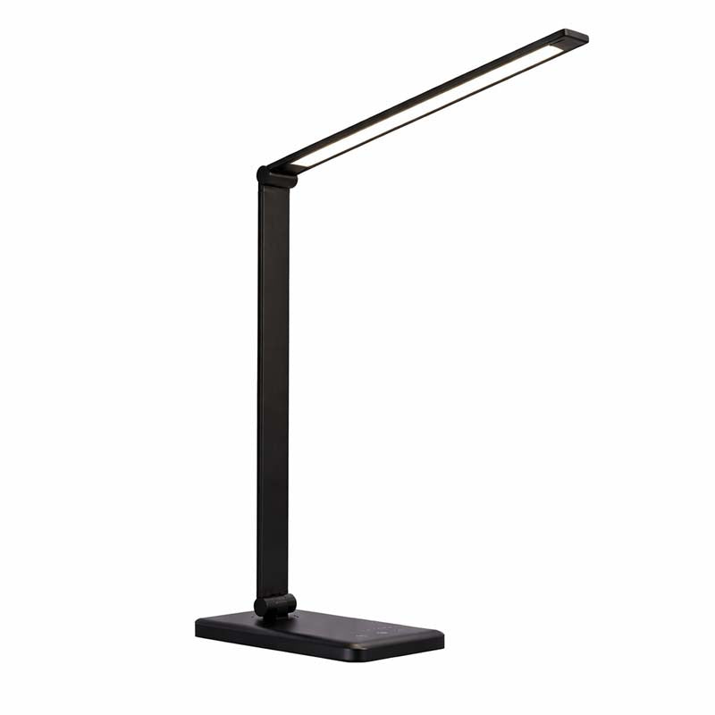 Black LED desk lamp on a white background