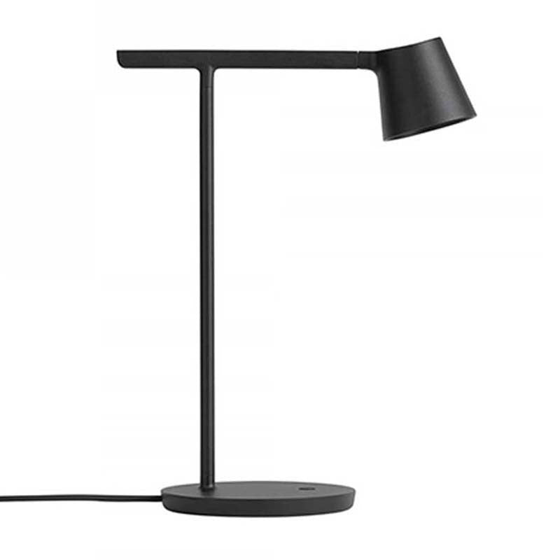 Black table lamp on a white background