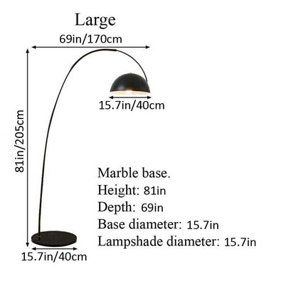 Black Bowl floor lamp on a white background with a large marble base