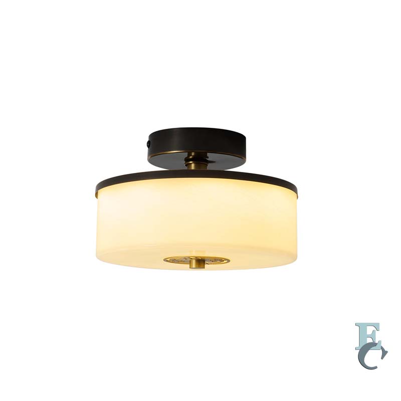 Ceiling light fixture with black and gold design on a white background