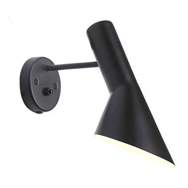 Black wall-mounted lamp on a white background