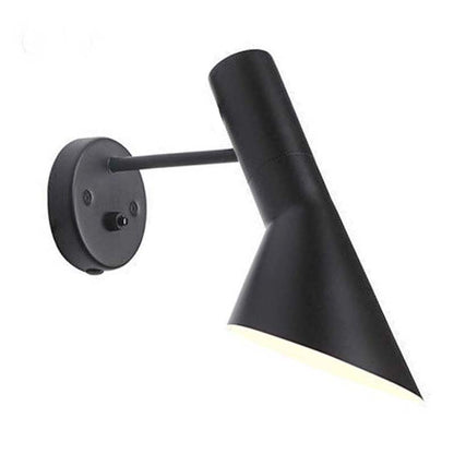 Black wall-mounted lamp on a white background