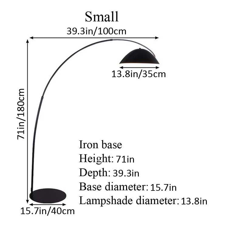 Black Bowl Floor Lamp on a White Background, Iron Base, Small  Size