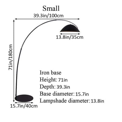 Black Bowl Floor Lamp on a White Background, Iron Base, Small  Size