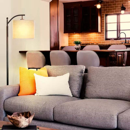 Gray sofa in living room with Elegant Line Floor Lamp.