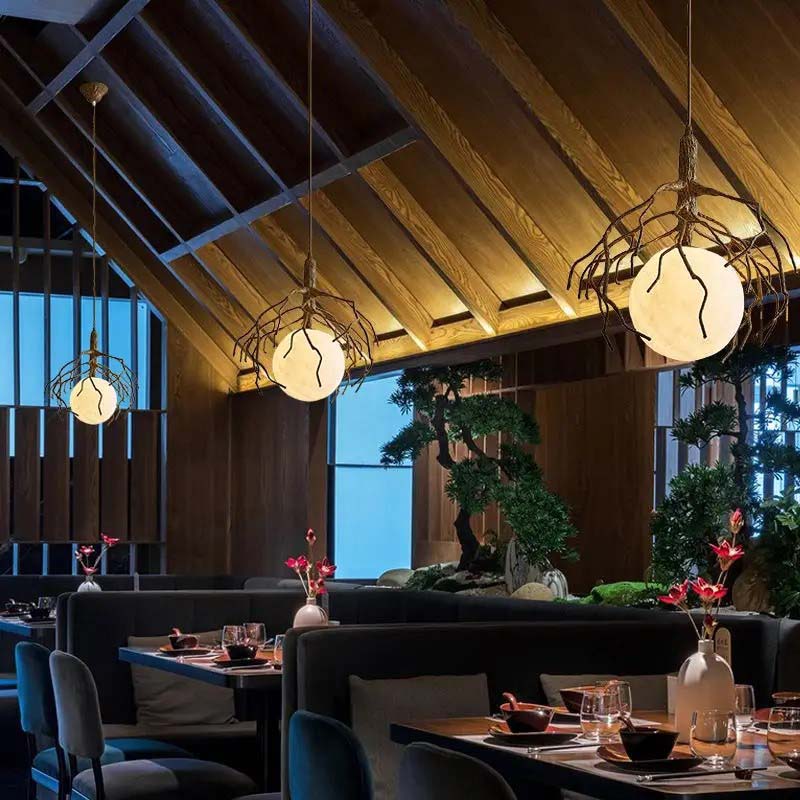 Decorative Forest Moon ceiling light at night