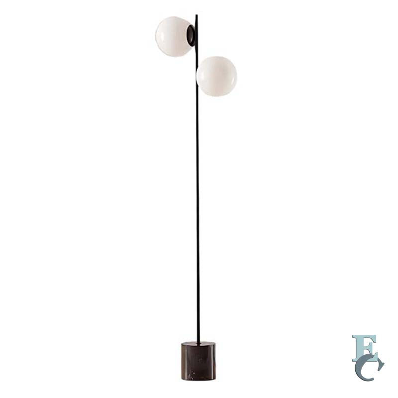 Floor lamp Two Spheres with black marble base on white background