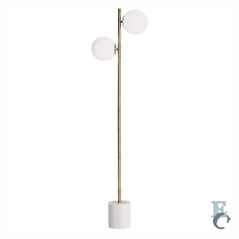 Floor lamp Two Spheres with white marble base on white background
