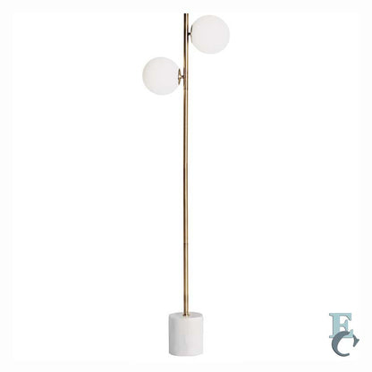 Floor lamp Two Spheres with white marble base on white background