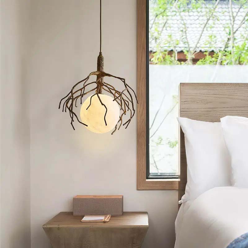 Forest Moon lamp in a room with soft lighting