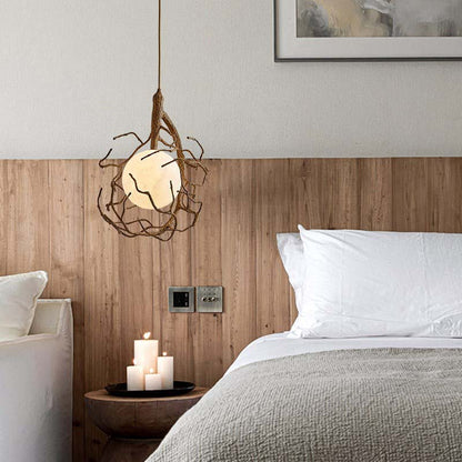Forest Moon pendant lamp in a bedroom interior