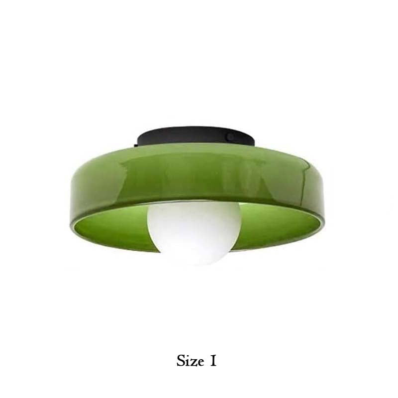 Green ceiling light fixture on a white background