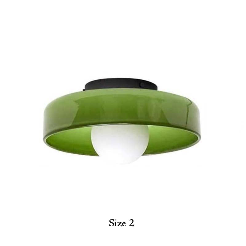Green ceiling light fixture on a white background