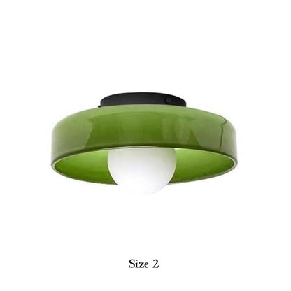 Green ceiling light fixture on a white background