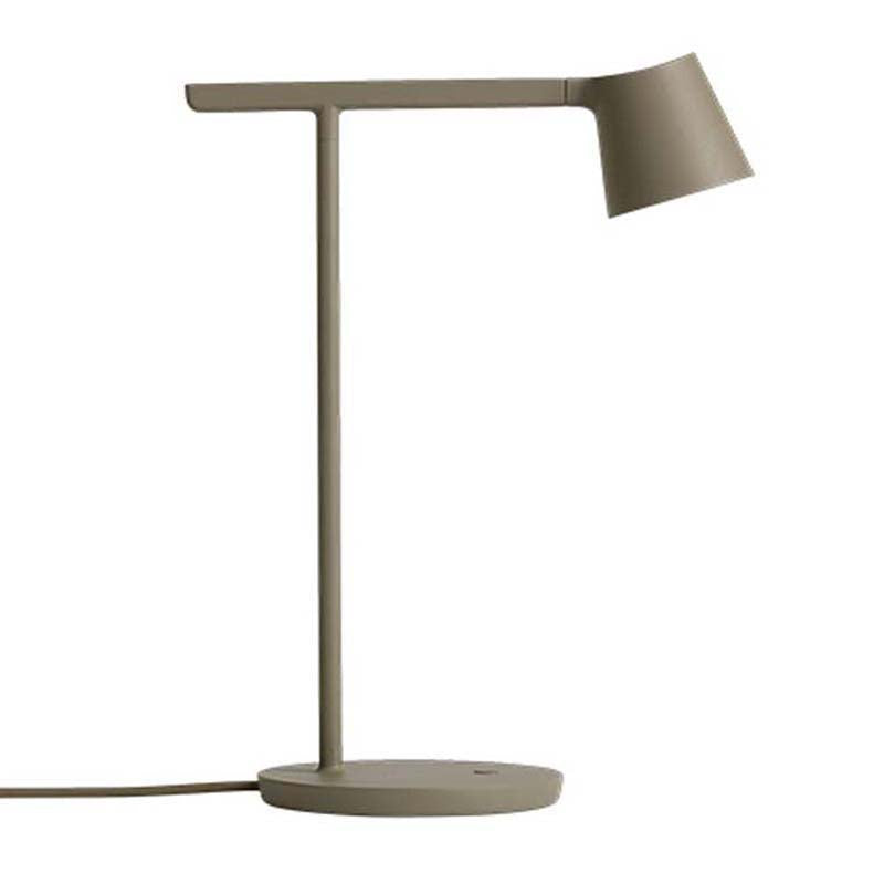 Modern table lamp with green lampshade on white background.