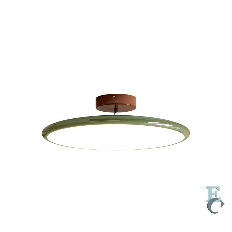 Ceiling light fixture with wooden finish on a white background