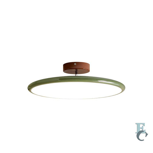 Ceiling light fixture with wooden finish on a white background