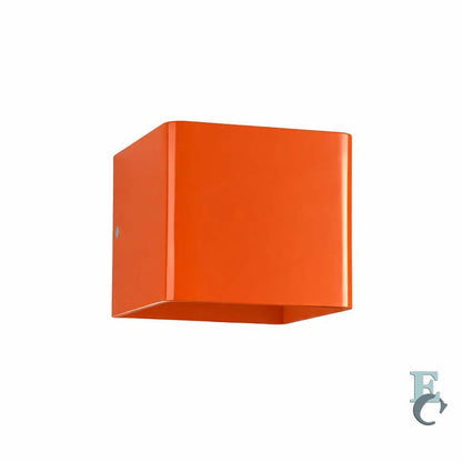 Orange square wall light fixture on a white background