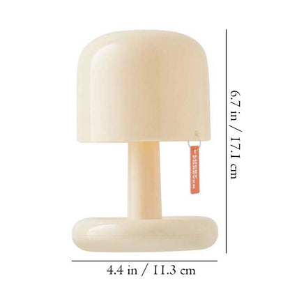 Small beige lamp with dimensions indicated on a white background