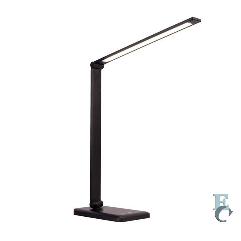 Black LED desk lamp on a white background