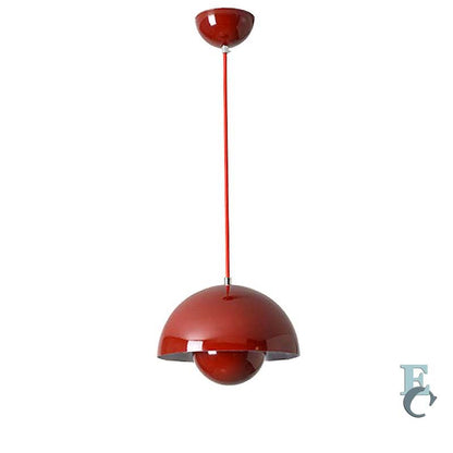 Red pendant lamp on a white background