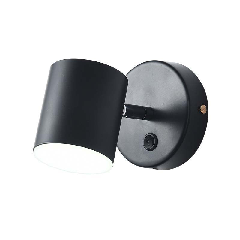 Black wall-mounted light fixture on a white background