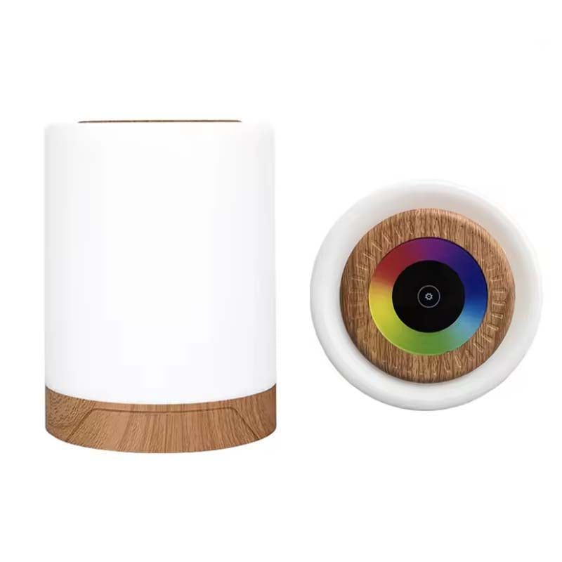 White Portable Touch Control LED Bedside Night Light on white background.
