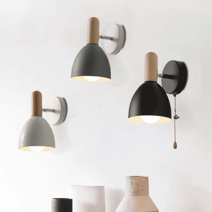 Set of wall-mounted lamps with different color options on a white background